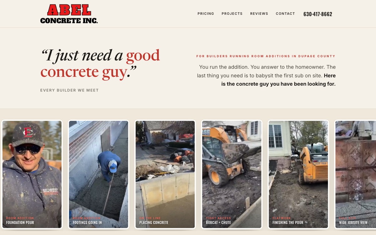 Abel Concrete homepage