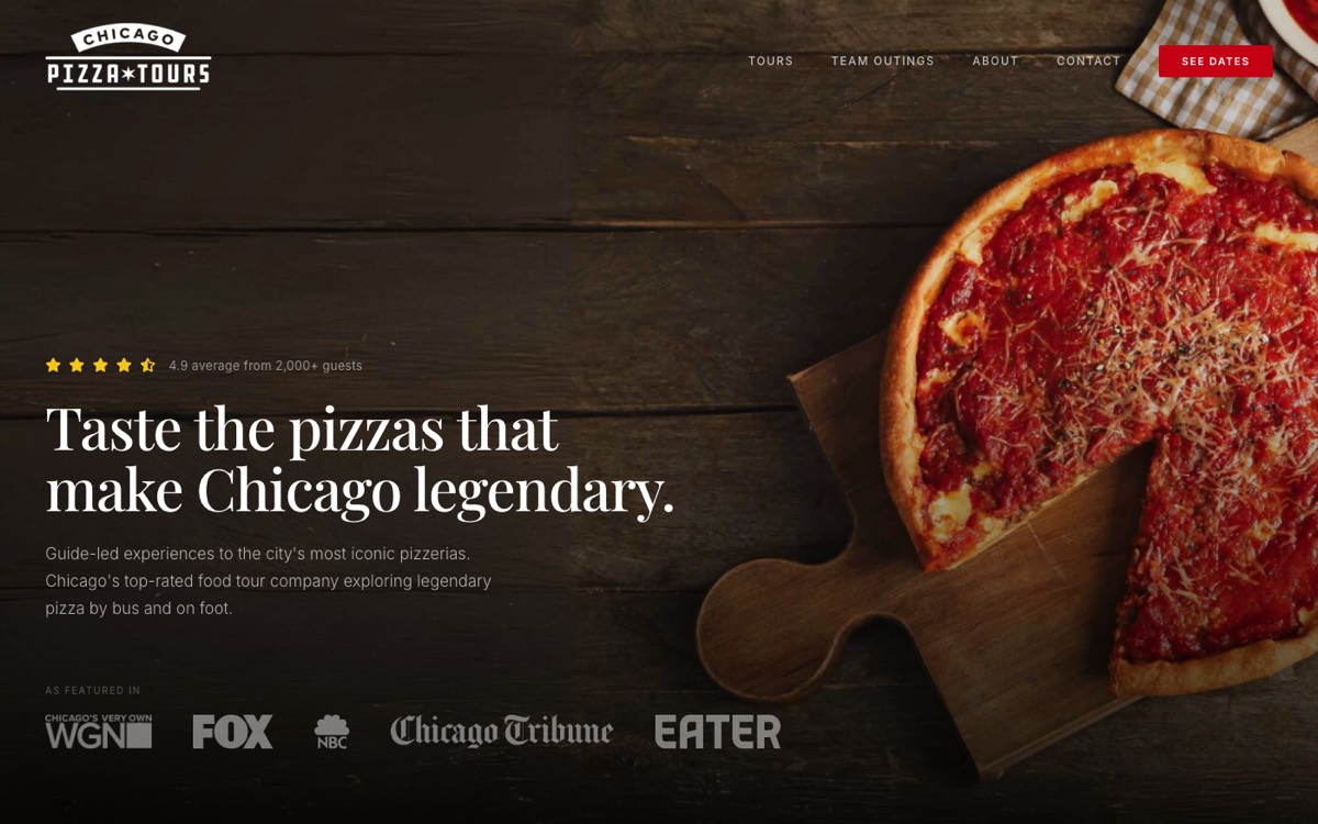 Chicago Pizza Tours homepage